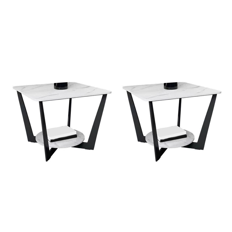 Slate Cross Legs Corner Table Modern Square Sofa Side End Table