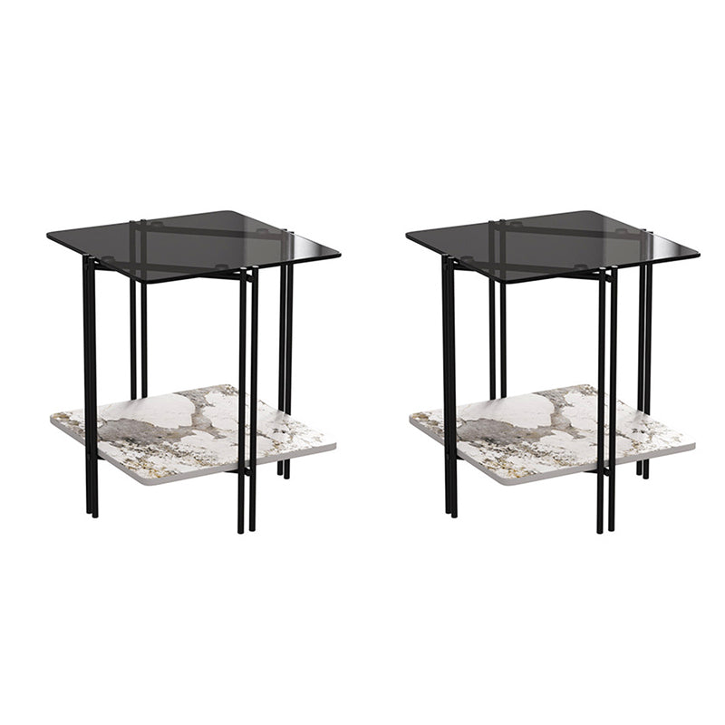 Mesa moderna de la mesa de la esquina de 4 patas Mesa de vidrio para la sala de estar para la sala de estar