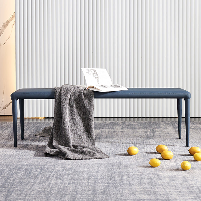 Solid Color Dining Bench, 18"H Upholstered Bench with 4 Metal Legs 63"L x 15"W x 18"H Blue Clearhalo 'Benches' 'Chairs & Seating' 'furn' 'furn_benches' 'Furniture' 'Living Room Furniture' 6203389