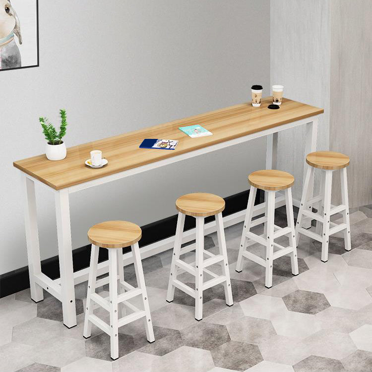 Metal and Wood Rectangular Table, Modern Style Home Living Room Kitchen Bar Table 70.9"L x 11.8"W x 39.4"H White Without Chairs Clearhalo 'Bar Furniture' 'Bar Tables' 'bar_tables' 'furn' 'furn_bar_tables' 'Furniture' 'Kitchen & Dining Furniture' 6206440