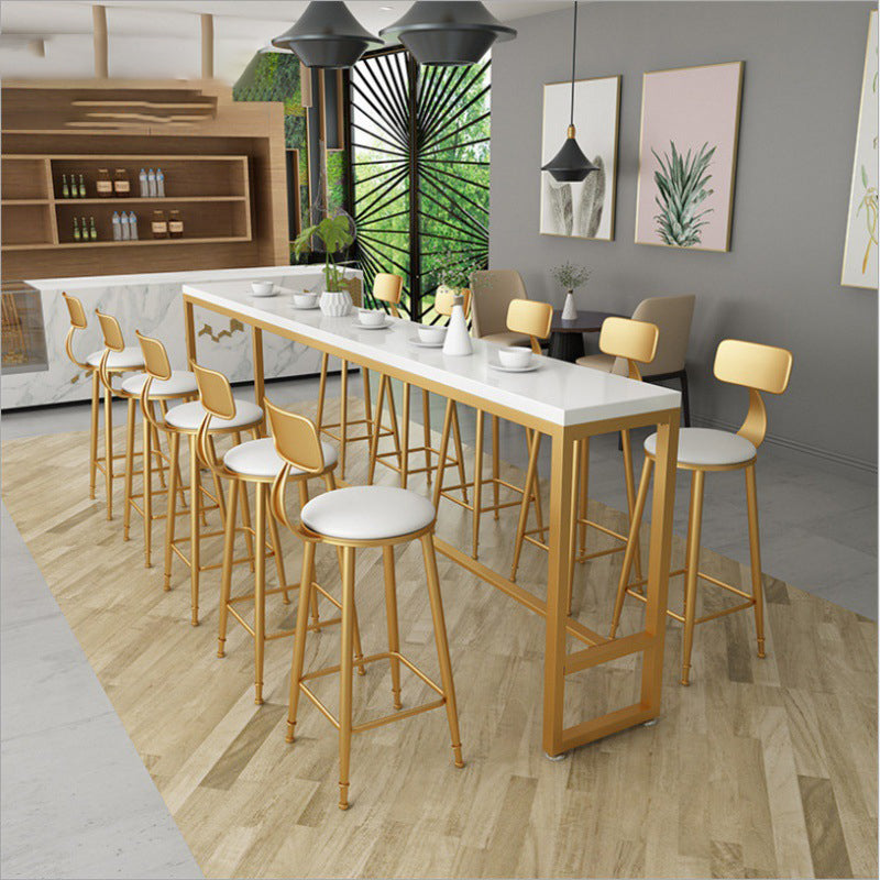 Rectangle White Solid Wood Table Trestle Base Dining Table for Kitchen Living Room 78.7"L x 15.7"W x 41.3"H Without Chairs Clearhalo 'Bar Furniture' 'Bar Tables' 'bar_tables' 'furn' 'furn_bar_tables' 'Furniture' 'Kitchen & Dining Furniture' 6206658