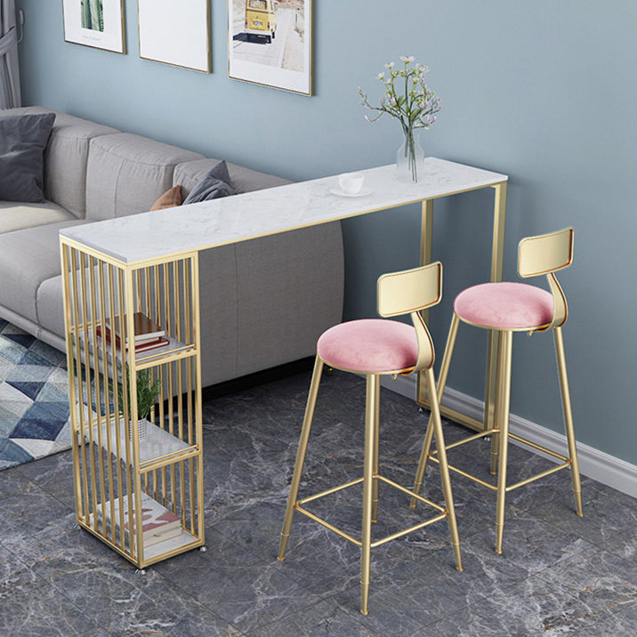 Glam Pub Table Double Pedestal Bar Height Rectangle Bar Table for Bar 70.9"L x 15.7"W x 41.3"H Without Chairs Clearhalo 'Bar Furniture' 'Bar Tables' 'bar_tables' 'furn' 'furn_bar_tables' 'Furniture' 'Kitchen & Dining Furniture' 6206694