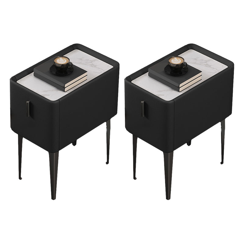 Mesa de acento de piedra contemporánea Nightsand de 19.68 "Alto 1 cajón de la cama de la cama de cajones