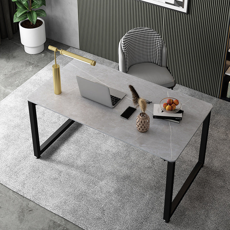 Escritorio de oficina gris rectangular escritorio de red de trineo de metal industrial
