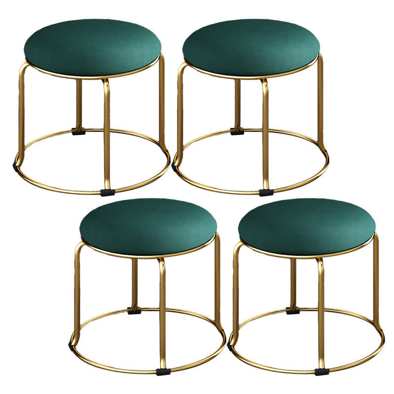 Fabric Round Pouf Plain Fade Resistant Metal Frame Contemporary Pouf Green 4 Piece Set Clearhalo 'furn' 'furn_ottomans_poufs' 'Furniture' 'Living Room Furniture' 'Ottomans & Poufs' 'ottomans_poufs' 6211215
