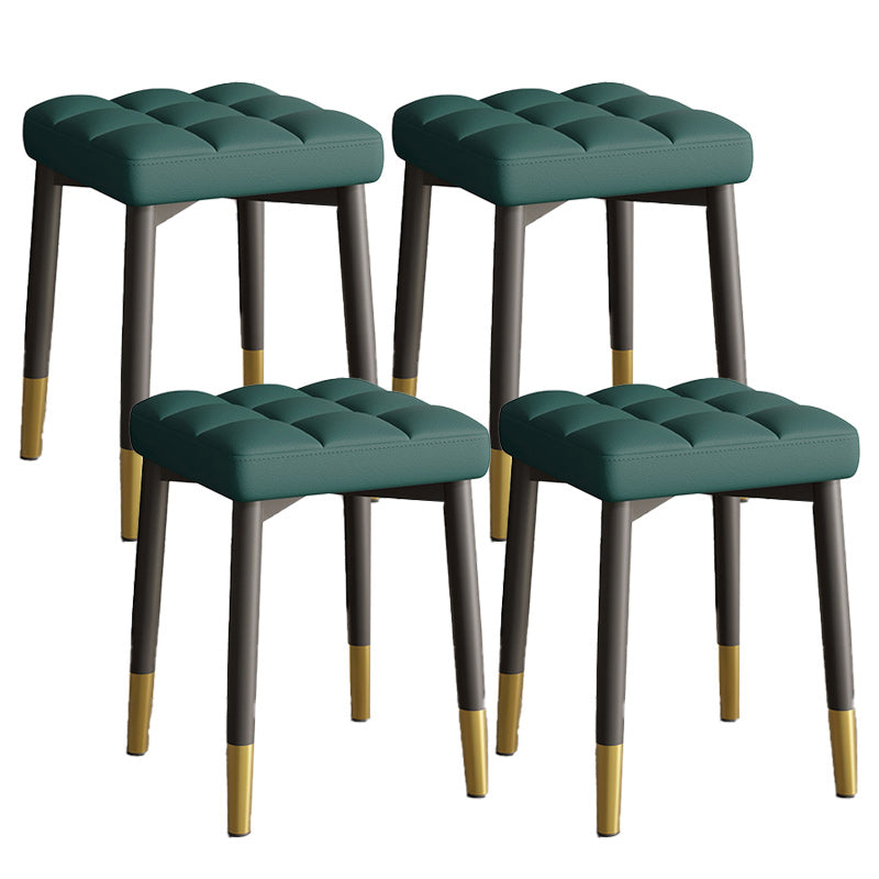 White Modern Standard Leather Solid Color Water Resistant Indoor Standard Dark Army Green 4 Piece Set Clearhalo 'furn' 'furn_ottomans_poufs' 'Furniture' 'Living Room Furniture' 'Ottomans & Poufs' 'ottomans_poufs' 6211385