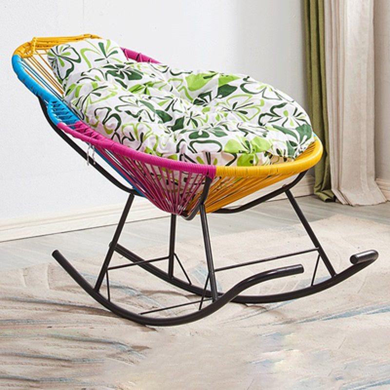 Creative Indoor Rocking Chair Woven Rope Rocker Chair with Dark legs
