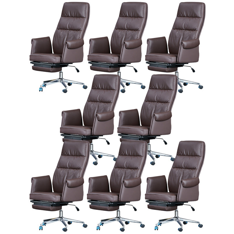Zeitgenössischer hoher Rückenmanager Stuhl Brown Faux Leder Executive Chair