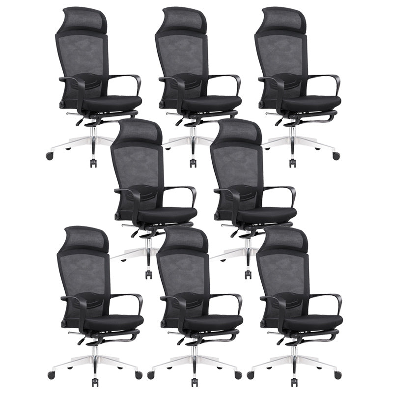 Modern Pillow Included Chair with Wheels High-Back Mesh Desk Chair Black 8 Piece Set Clearhalo 'furn' 'furn_office_chair' 'Furniture' 'Office Chairs' 'Office Furniture' 'office_chair' 6212230