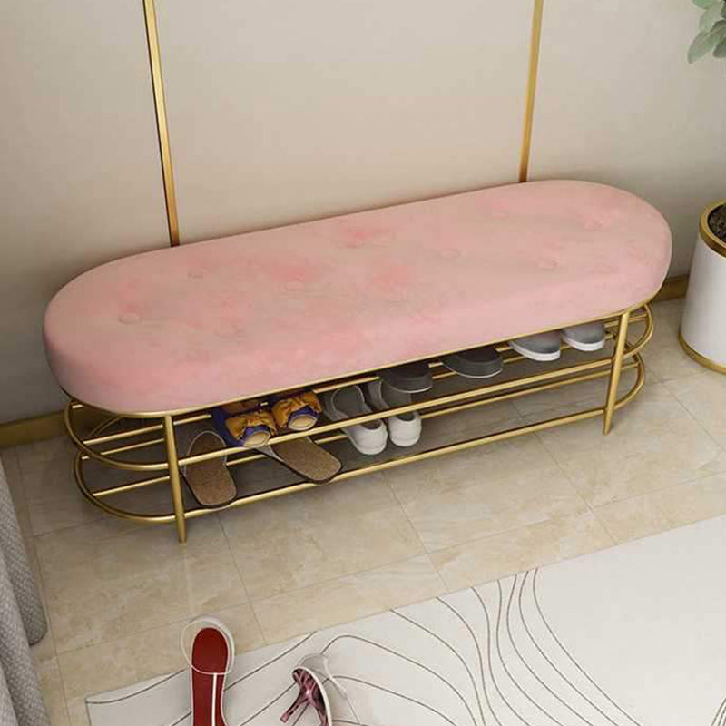 13.65-inch Width Bench Cushioned Modern Seating Bench with Shoe Storage 47"L x 14"W x 18"H Pink Clearhalo 'Benches' 'Chairs & Seating' 'furn' 'furn_benches' 'Furniture' 'Living Room Furniture' 6212306