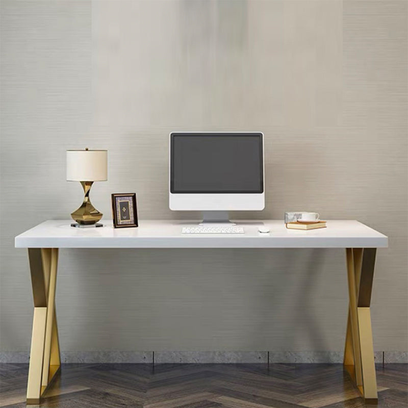 Glam White Solid Wood Writing Desk Rectangular Meeting Desk for Office No Drawer Clearhalo 'furn' 'furn_office_desk' 'Furniture' 'Office Desks' 'Office Furniture' 'office_desk' 6212781