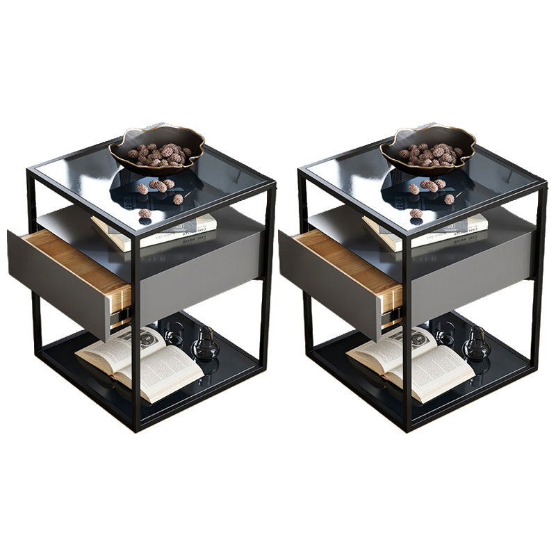 Cassetti industriali inclusi il comodino di vetro e metallo in metallo per la camera da letto