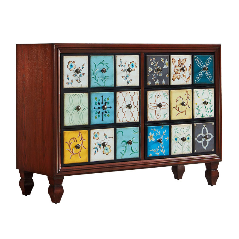 Cassa orizzontale tradizionale tradizionale di stoccaggio in legno con cassetti