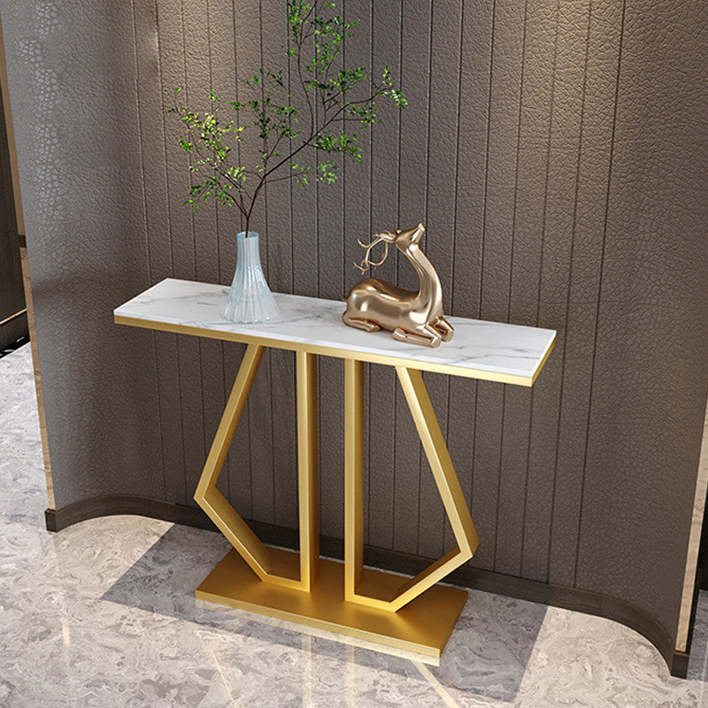 Glam Console Accent Table 11.81" W Sofa Console Table in Marble