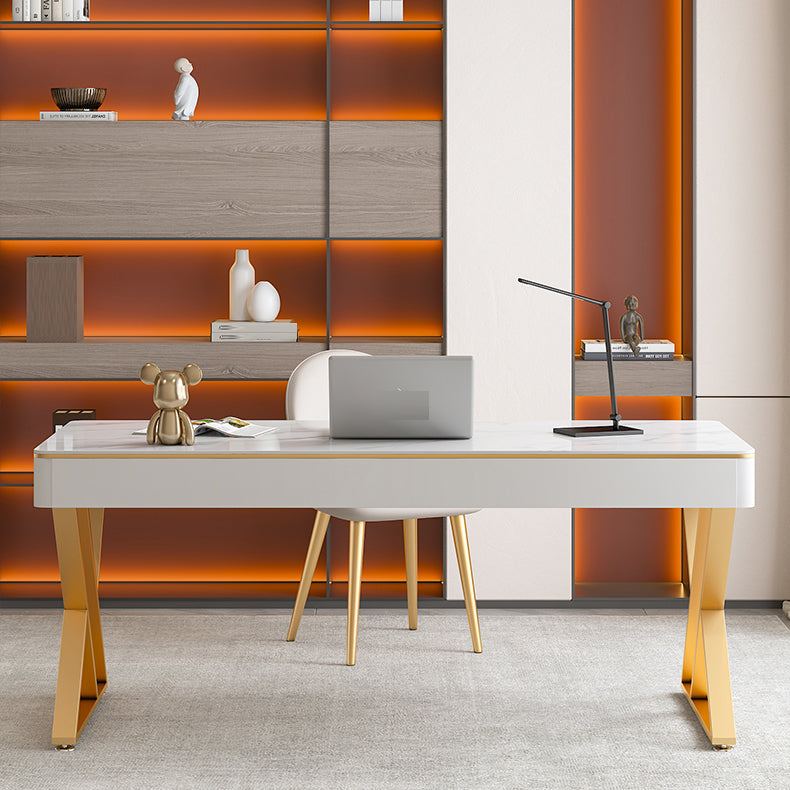 2-laden schrijfde bureau witte moderne stenen en metalen kantoor bureau