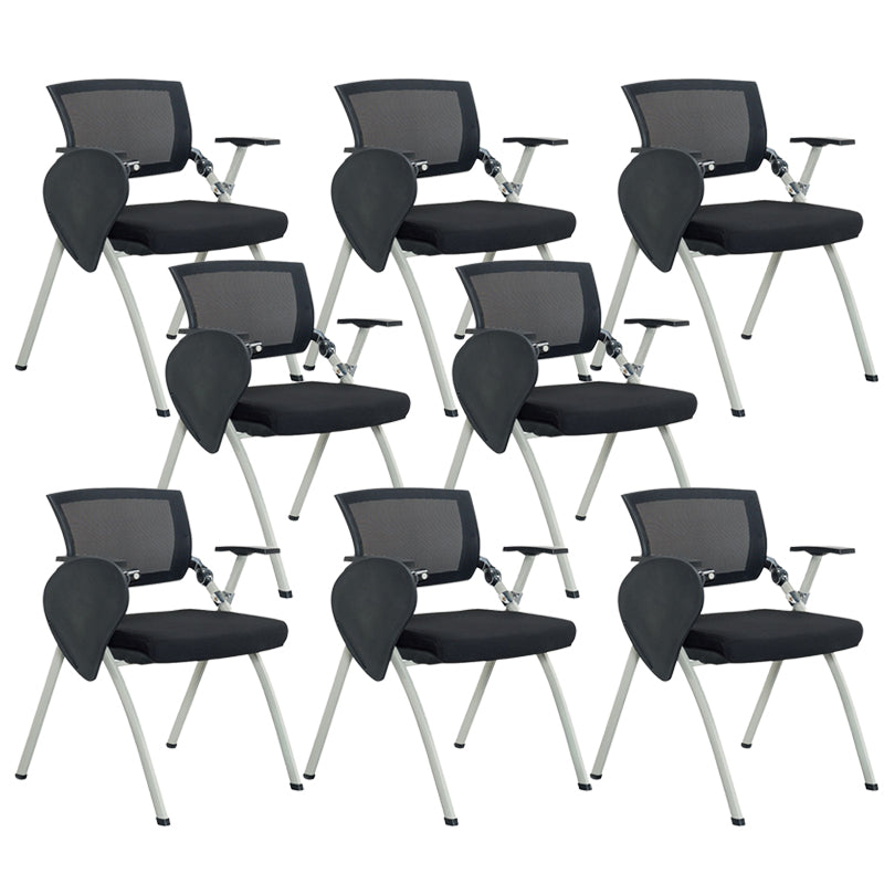 Mid-Back Executive Chair Contemporary Breathable Air Grid Guest Chair Gloss Black 8 Piece Set Casters Not Included Clearhalo 'furn' 'furn_office_chair' 'Furniture' 'Office Chairs' 'Office Furniture' 'office_chair' 6214746