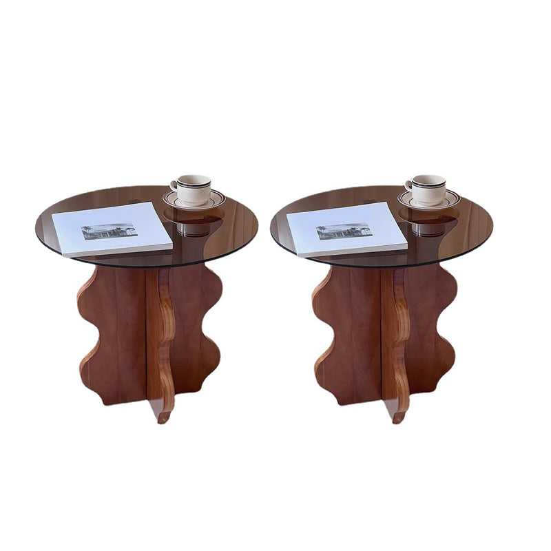 Contemporary Side Table Glass Abstract Round Living Room End Table