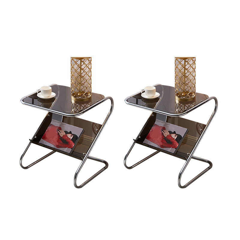 Mesa auxiliar con mesa rectangular de vidrio de almacenamiento rectangular modernista