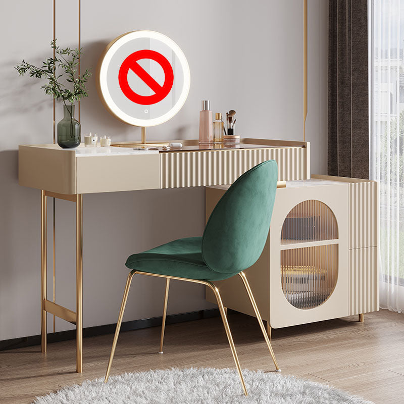 Glam White Make-up Vanity con 3 cassetti di stoccaggio da 16,53 "Wide Glass Cassess