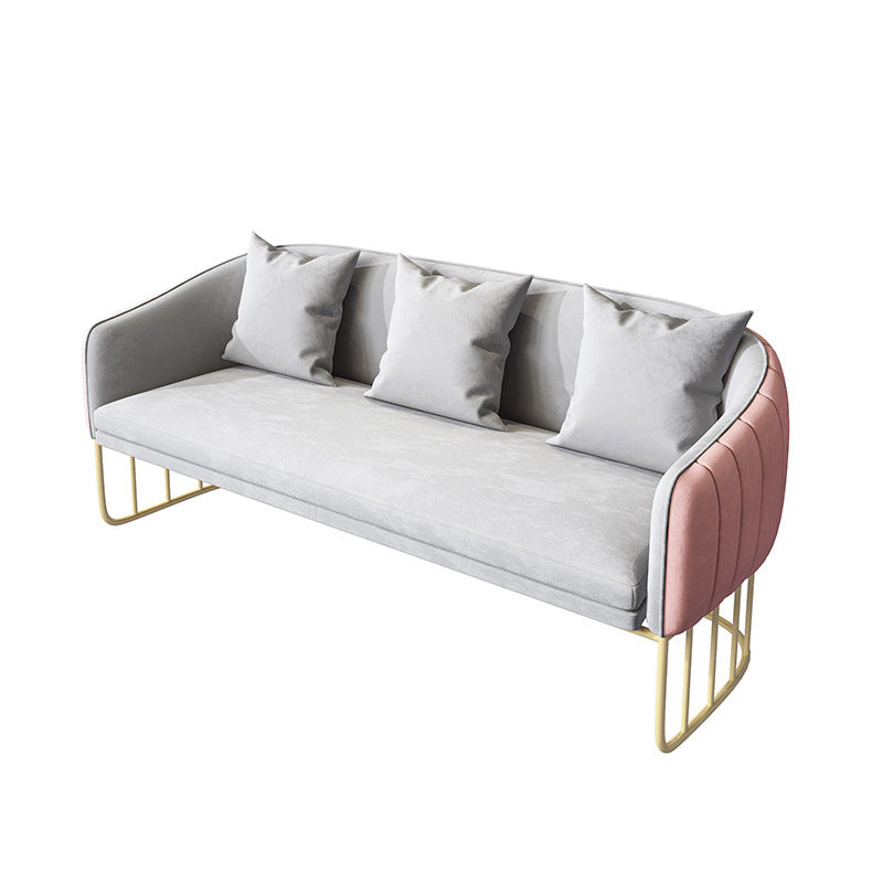 Contemporary Tight Back Sofa with Tuxedo Arm and Metal Base for Living Room