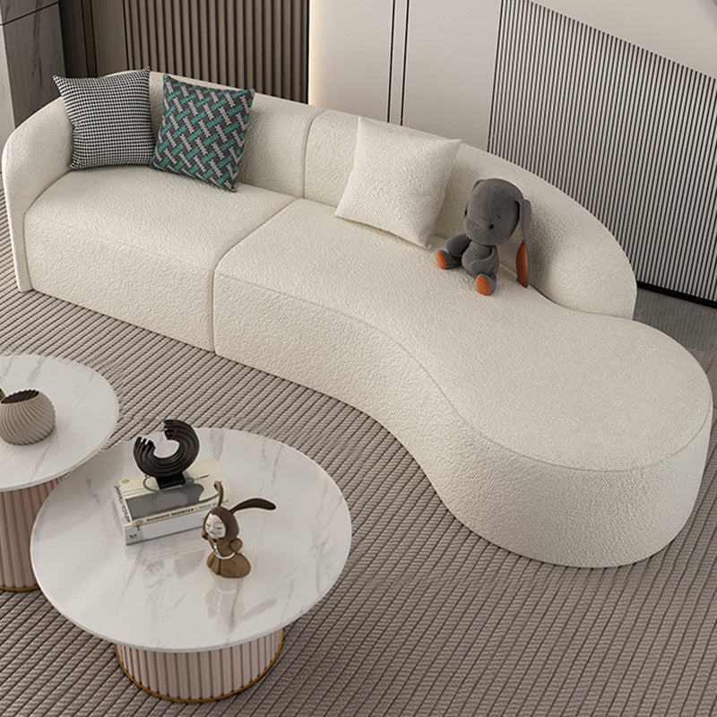 Contemporain 23,62 "/27,55" H Sofa courbe en laine blanche pour le salon