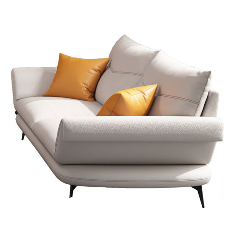 Contemporary Cushions Standard Sofa Leather Flared Arm Sofa for Living Room