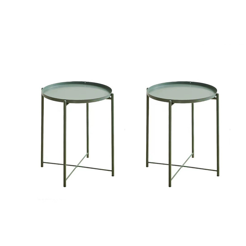 Mid-Century Cross Legs End Side Table Round Tray Top Corner Table