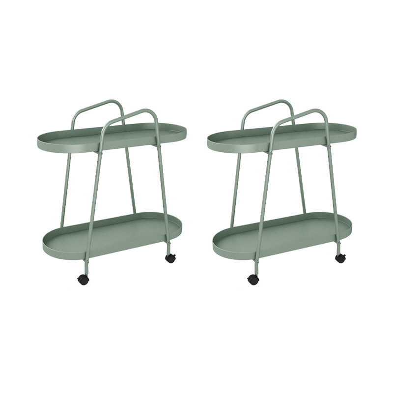 Midden-eeuwse metalen uiteinde bijzettafel ovaal 2-laags hoektafel met opslag