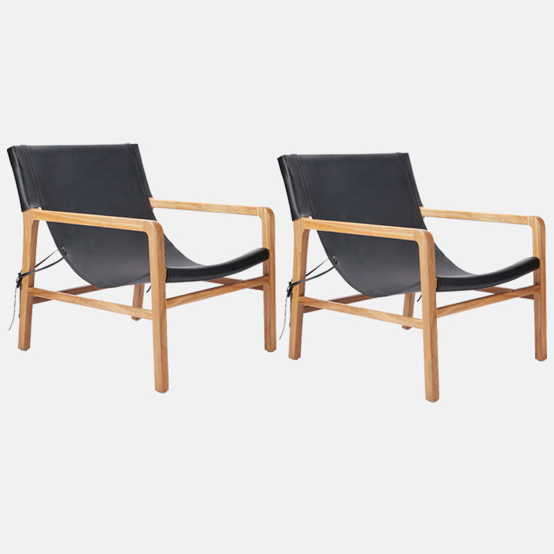 Massivholz Armstuhl Wohnzimmer fester Rückenarm Stuhl, echtes Leder