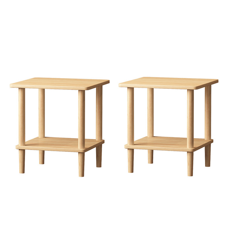 Modern Wood End Slide Table Double Tier Corner Table with Storage