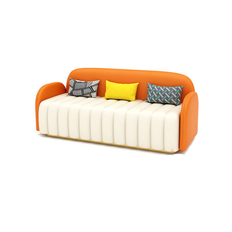 Contemporary Leather Sofa Square Arm Tight Back Sofa for Living Room