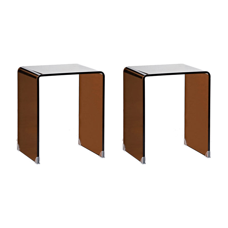 Moderner brauner Schlitten Ecktisch Quadratglas Seitenende Tisch für Wohnzimmer