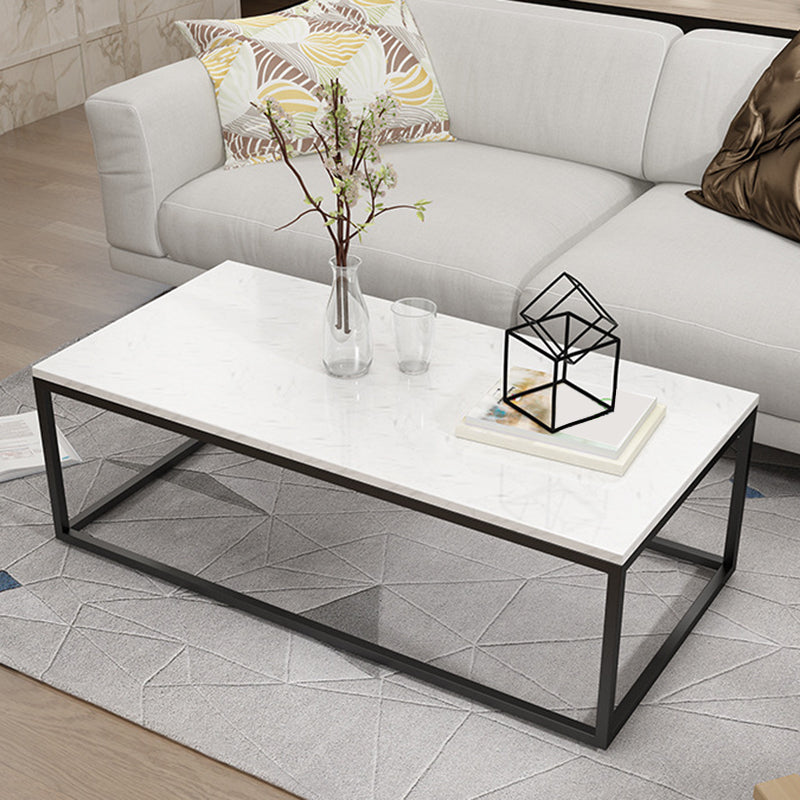Marble Metal Frame Coffee Table Luxurious Rectangular Cocktail Table 55"L x 24"W x 20"H Clearhalo 'Coffee & Accent Tables' 'Coffee Tables' 'coffee_tables' 'furn' 'furn_coffee_tables' 'Furniture' 'Living Room Furniture' 6217515