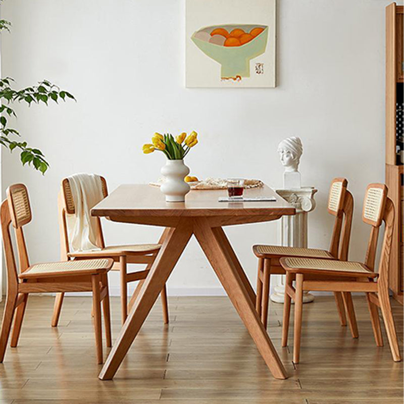 Rectangle 4 Legs Table Natural Solid Wood Dining Table for Restaurant Kitchen Dining Room 78.7"L x 31.5"W x 29.5"H Without Chairs Clearhalo 'Dining Tables & Seating' 'Dining Tables' 'dining_table' 'furn' 'furn_dining_table' 'Furniture' 'Kitchen & Dining Furniture' 6218287