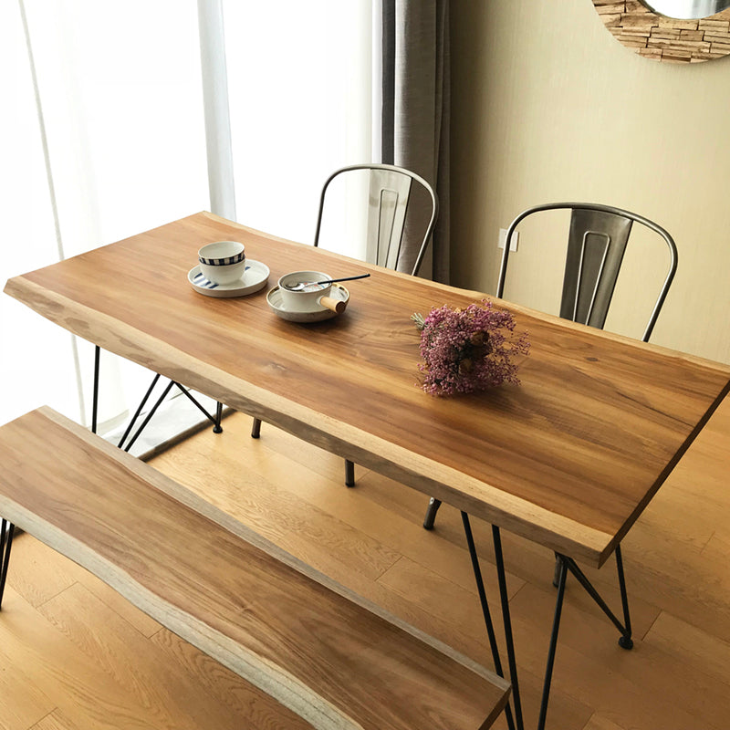 Wooden Table Industrial Style Simple Family Rectangular Dining Table 63"L x 27.6"W x 29.5"H Without Chairs Clearhalo 'Dining Tables & Seating' 'Dining Tables' 'dining_table' 'furn' 'furn_dining_table' 'Furniture' 'Kitchen & Dining Furniture' 6218551
