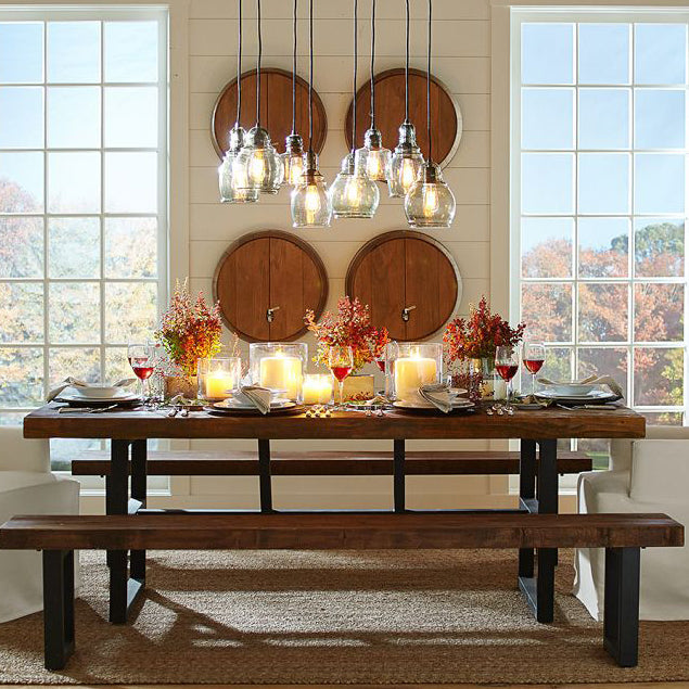 Tavolo da pranzo rettangolare in stile moderno medioevali in legno