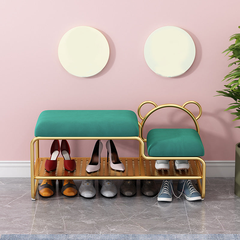 12.48-inch W Metal Entryway Bench Cushioned Seating Bench with Shoe Storage 47"L x 13"W x 25"H Green Clearhalo 'Benches' 'Chairs & Seating' 'furn' 'furn_benches' 'Furniture' 'Living Room Furniture' 6220707