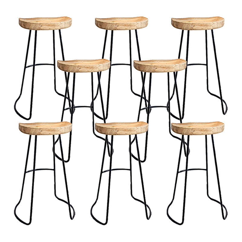 Saddle Seat Coffee Shop Bar & Counter Stool Modern Wood and Metal Dining Stool 8 Piece Set Bar Stool(30"H) Clearhalo 'Bar Furniture' 'Bar Stools' 'bar_stools' 'furn' 'furn_bar_stools' 'Furniture' 'Kitchen & Dining Furniture' 6220766