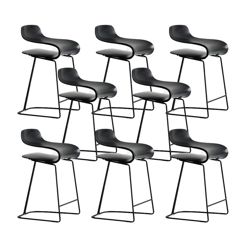 Backrest Armless Counter Stool Modern Iron Bar Stool with Plastic Cushion Black 8 Piece Set Clearhalo 'Bar Furniture' 'Bar Stools' 'bar_stools' 'furn' 'furn_bar_stools' 'Furniture' 'Kitchen & Dining Furniture' 6220856