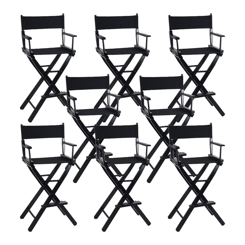 Industrial Backrest Arm Counter Stool Solid Wood Bar Stool with Canvas Cushion Black 8 Piece Set Clearhalo 'Bar Furniture' 'Bar Stools' 'bar_stools' 'furn' 'furn_bar_stools' 'Furniture' 'Kitchen & Dining Furniture' 6220921