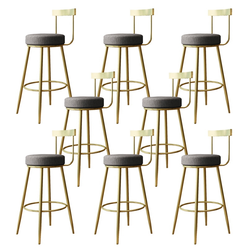 Nordic Style Bar-stool Round Seat Counter Bar Stool with Metal Legs 8 Piece Set Bar Stool(30"H) Clearhalo 'Bar Furniture' 'Bar Stools' 'bar_stools' 'furn' 'furn_bar_stools' 'Furniture' 'Kitchen & Dining Furniture' 6222042