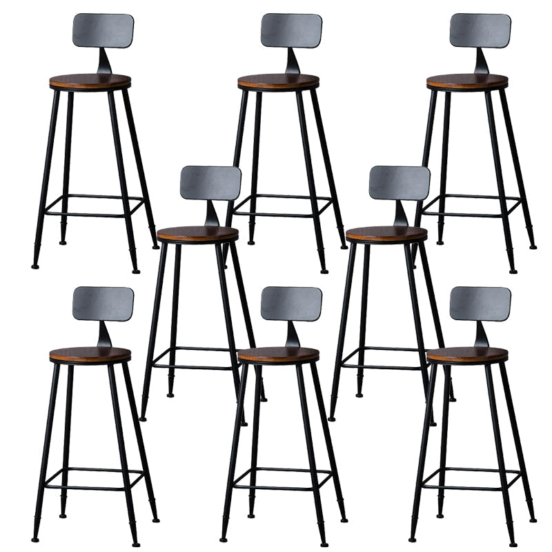 Industrial Solid Wood Counter Stool Metal Counter Height Stools for Home Use