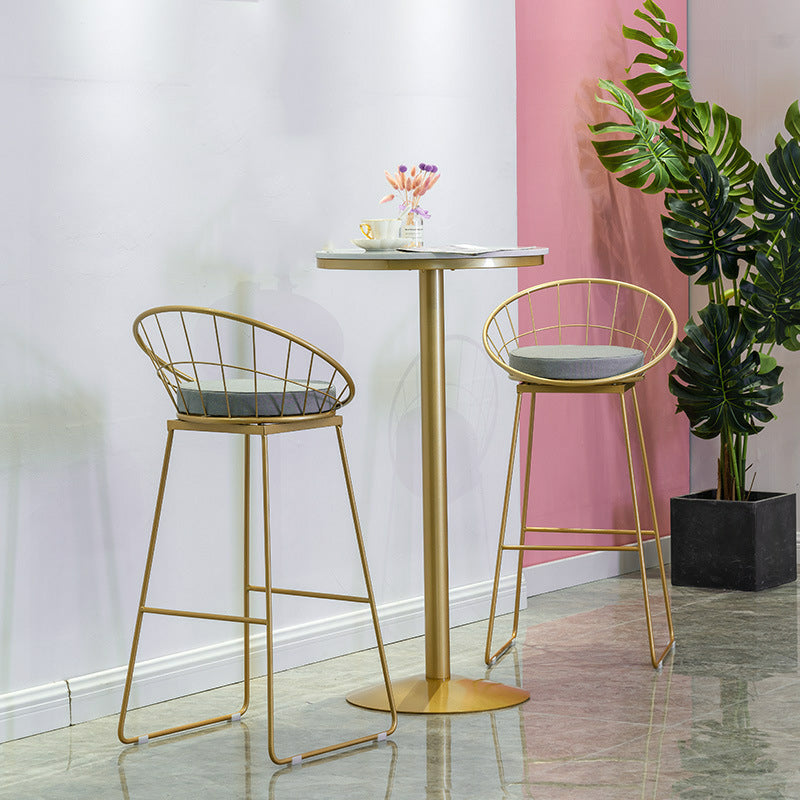 Glam Style Fixed Bar Table Set 1/3 Pieces Faux Marble Counter Table Set 3 Pieces: Table, 2 Stools Clearhalo 'Bar Furniture' 'furn' 'furn_home_bar_bar_sets' 'Furniture' 'Home Bars & Bar Sets' 'home_bar_bar_sets' 'Kitchen & Dining Furniture' 6222692