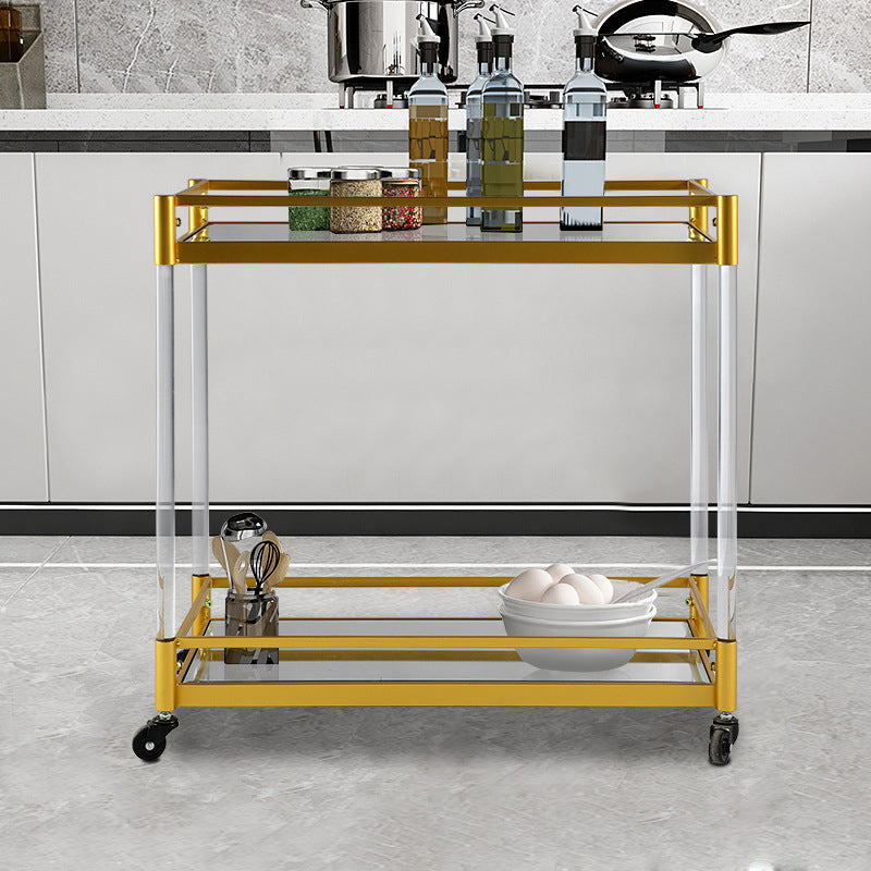 Modern Style Metal Prep Table 29.53"H Rolling Glass Prep Table for Home Use