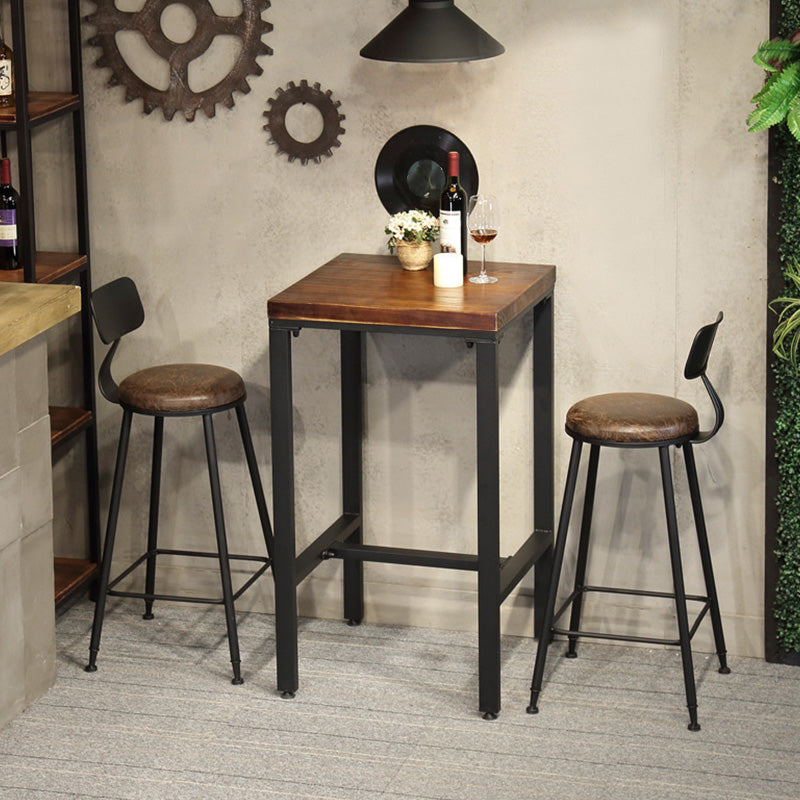 Brown Solid Wood Bar Table Industrial Dining Table for Kitchen Living Room