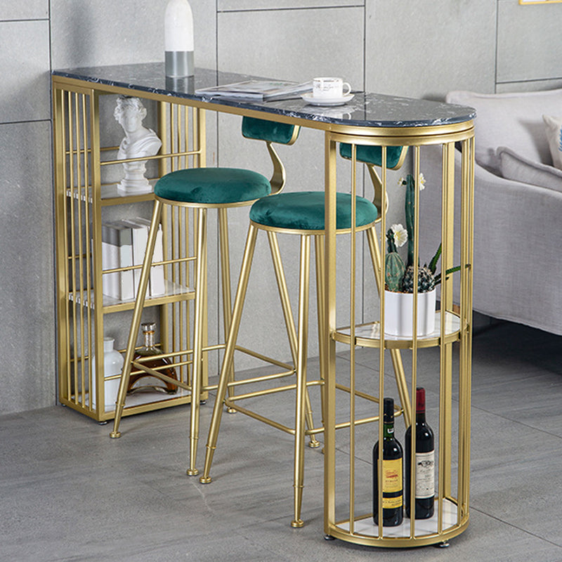 Glam Pub Height Dining Table Stone Top Pub Table for Dining Room