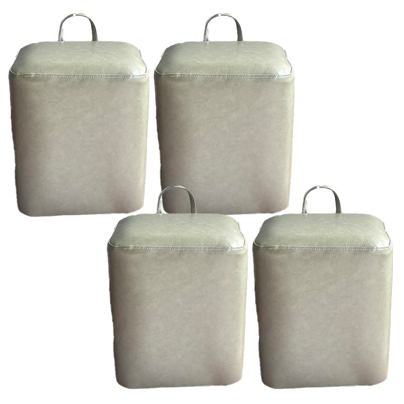 Square Pouf Portable Pure Color Faux Leather Stain Resistant Pouf Ottoman 11"L x 11"W x 14"H Grey 4 Piece Set Clearhalo 'furn' 'furn_ottomans_poufs' 'Furniture' 'Living Room Furniture' 'Ottomans & Poufs' 'ottomans_poufs' 6226946