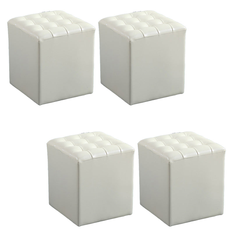 Modern Faux Leather Pouf Water Resistant Pure Color Square for Home Decor Light Yellow Square 4 Piece Set Clearhalo 'furn' 'furn_ottomans_poufs' 'Furniture' 'Living Room Furniture' 'Ottomans & Poufs' 'ottomans_poufs' 6227106