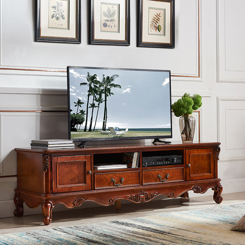 Traditional Wood TV Stand Console Open Storage TV Media Stand with Doors for Living Room 78.7"L x 21.5"W x 21.7"H Clearhalo 'furn' 'furn_tv_stands_entertainment_centers' 'Furniture' 'Living Room Furniture' 'TV Stands & Entertainment Centers' 'TV Stands & Media Storage Furniture' 'tv_stands_entertainment_centers' 6227868