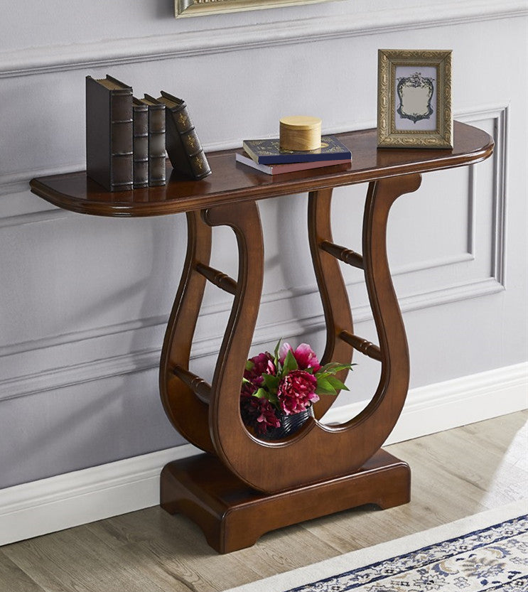 31.5-inch Tall Console Table Solid Wood Half Moon End Table for Hall